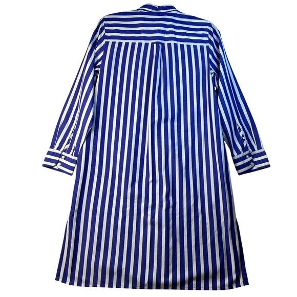 J.Crew Blue White Striped Long-Sleeve Button-Down Shirt Dress XS Preppy Oldmoney - Picture 5 of 13